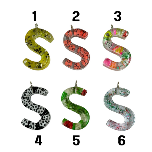 017 - Resin Letter "S" Charms for Keychains