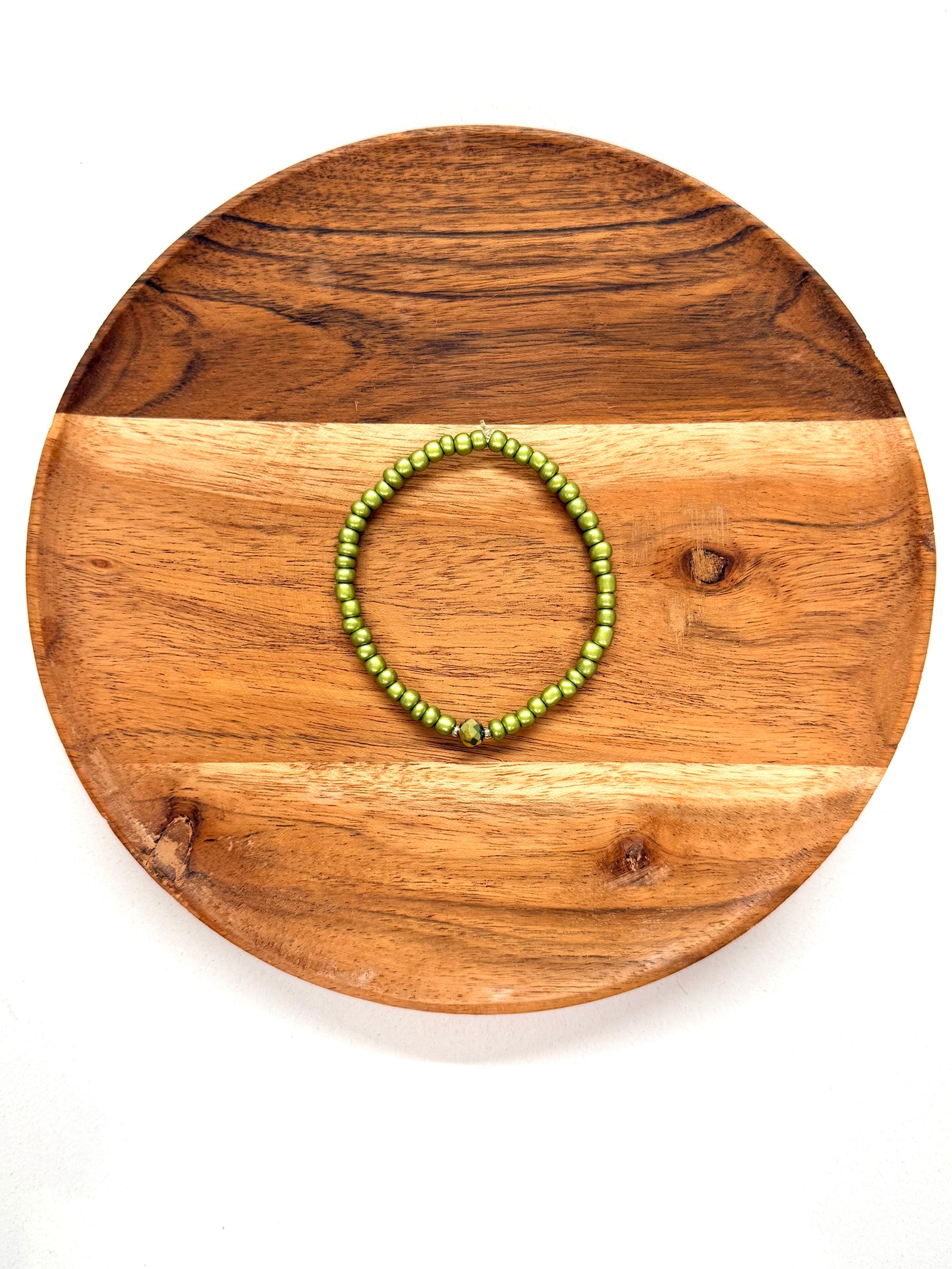 022 - Metallic Green Seed Bead Bracelet