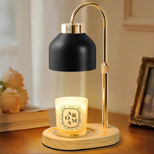 Electric Candle Warmer Lamp Black Shade Gold Accents