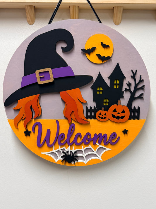 Witch Welcome DIY Round Door Sign | Creative Table Project