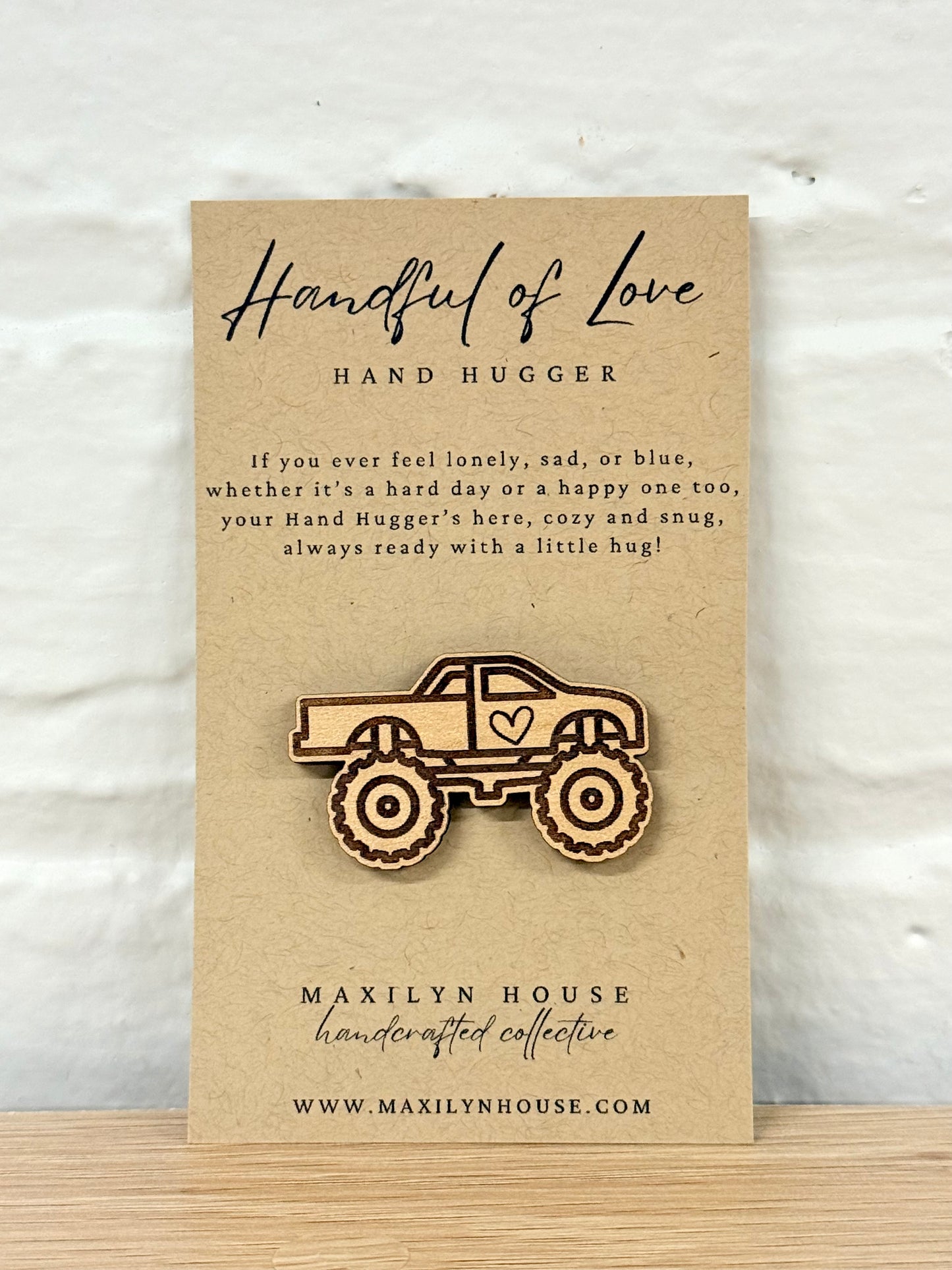 Monster Truck Wooden Pocket Hug