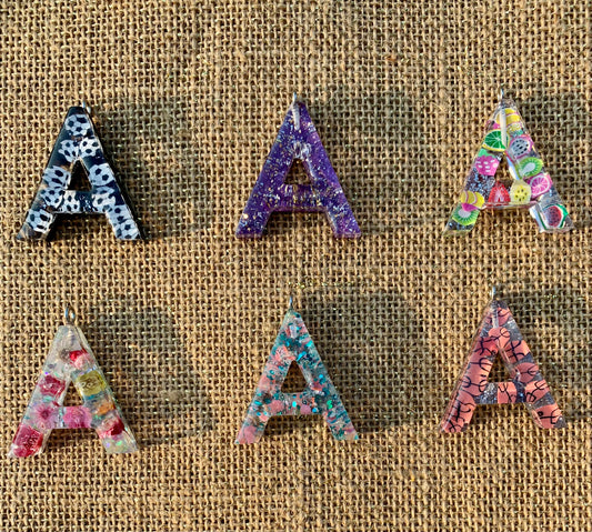017 - Resin Letter "A" Charms for Keychains
