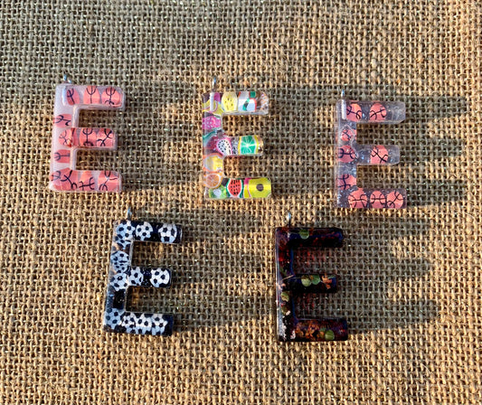 017 - Resin Letter "E" Charms for Keychains