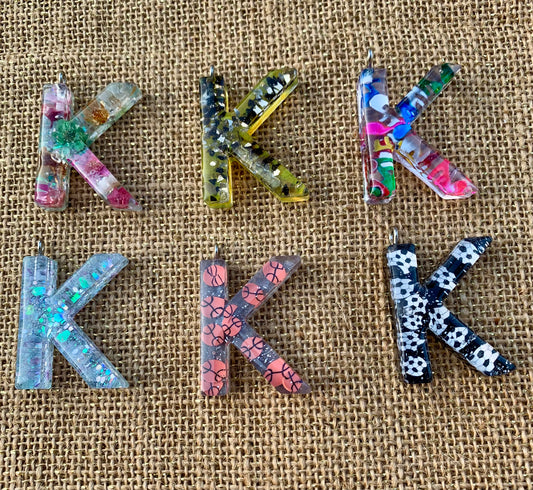 017 - Resin Letter "K" Charms for Keychains