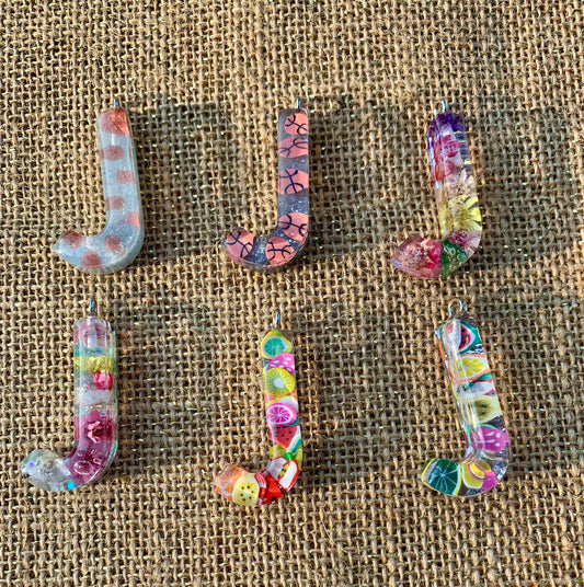 017 - Resin Letter "J" Charms for Keychains
