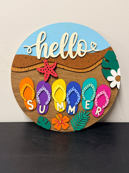 Hello Summer Flip Flop Round Sign | Creative Table Project