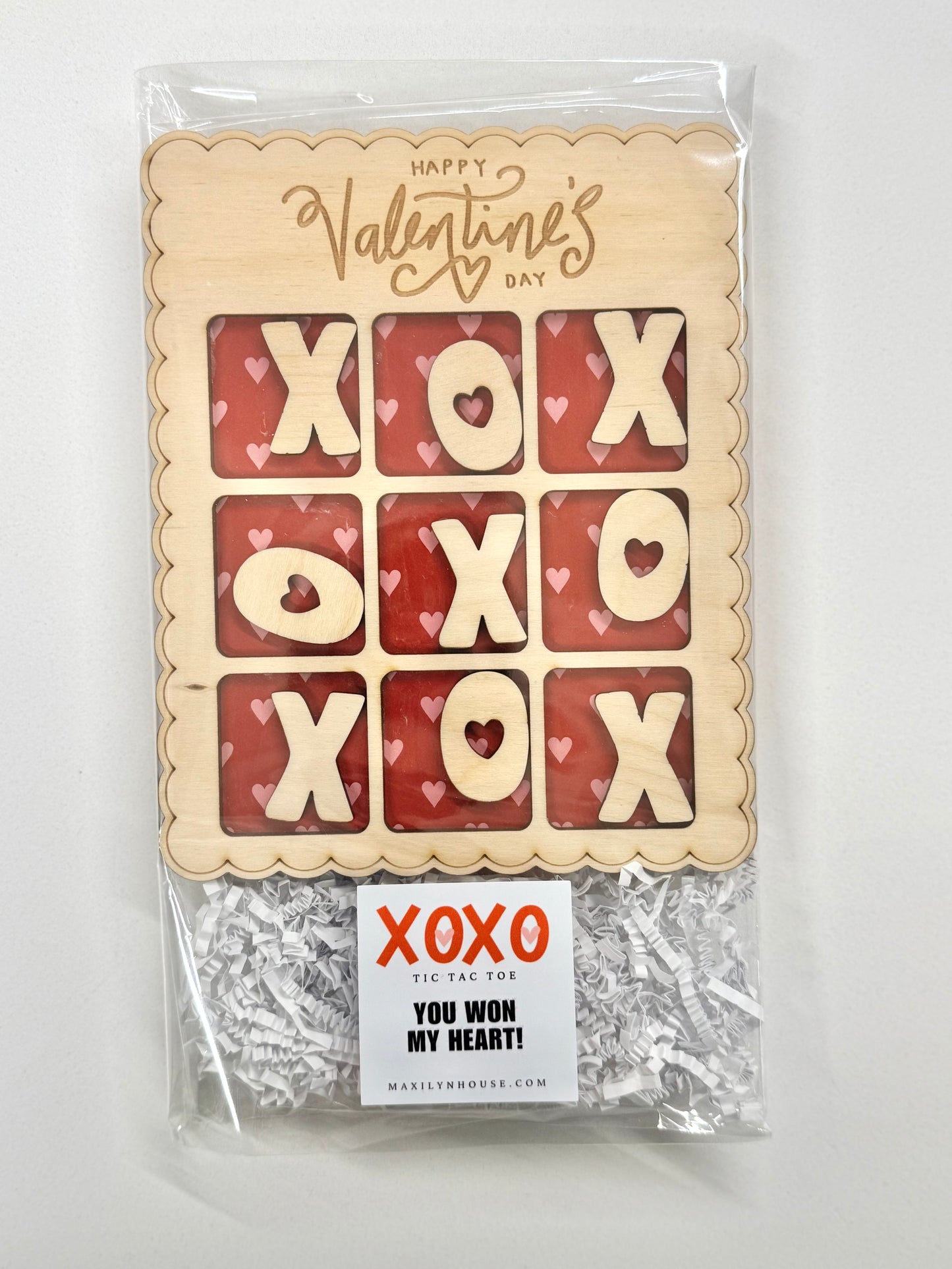 Valentine's Day Wooden Tic Tac Toe Game Board