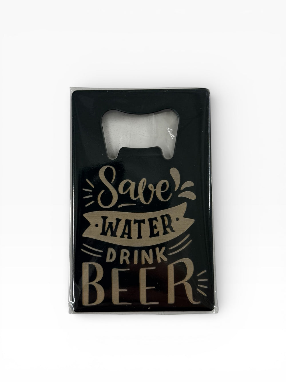 "Save Water Drink Beer" Engraved Black Metal Bottle Opener
