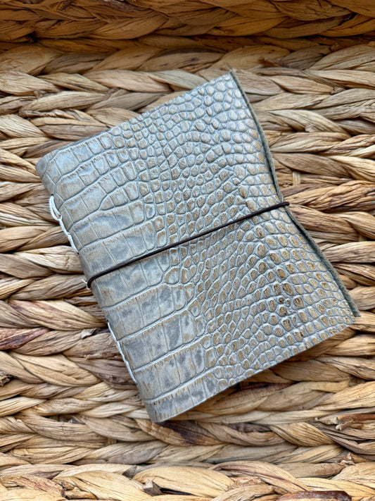 Gray & Brown Alligator Embossed Leather Journal