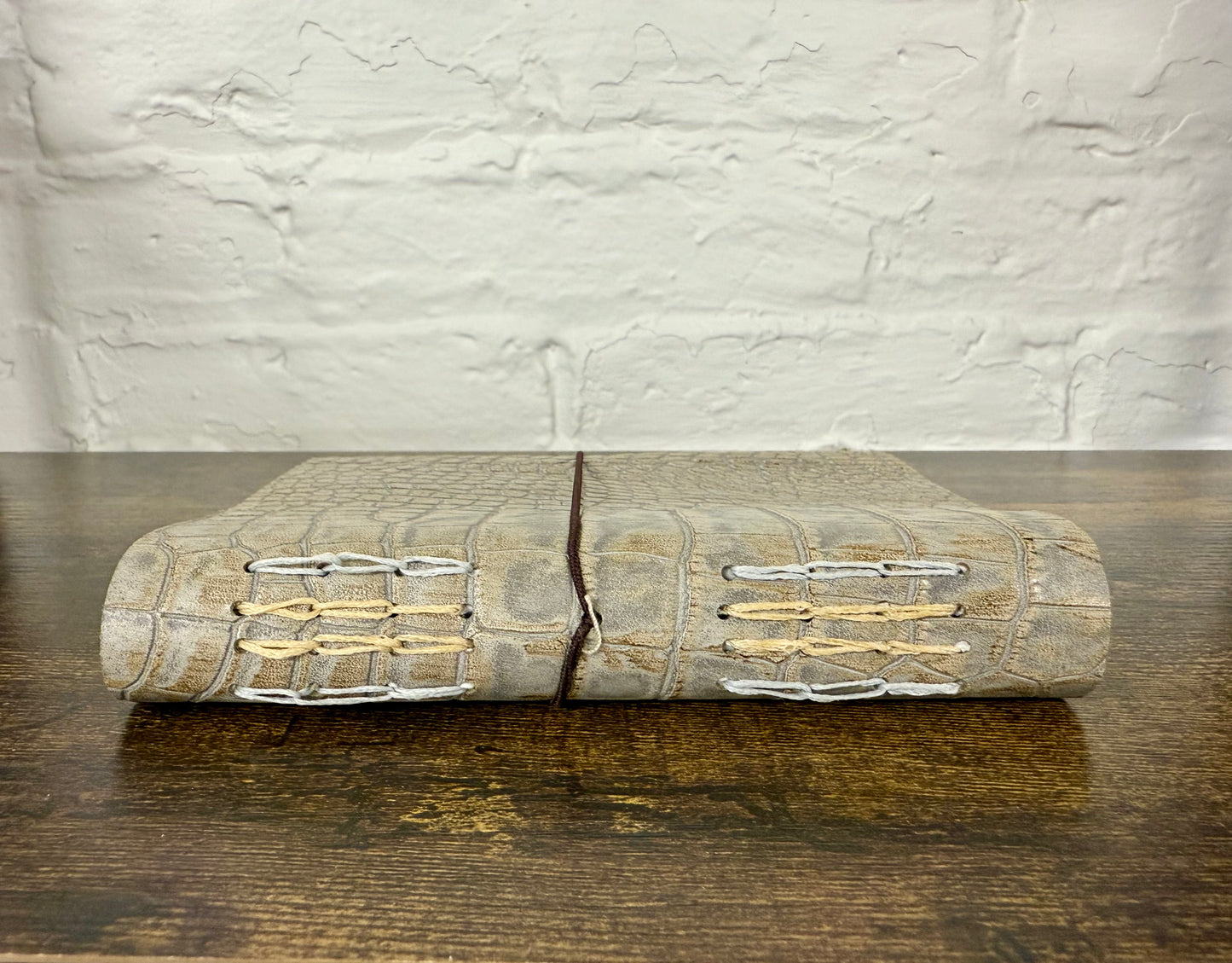 Gray & Brown Alligator Embossed Leather Journal