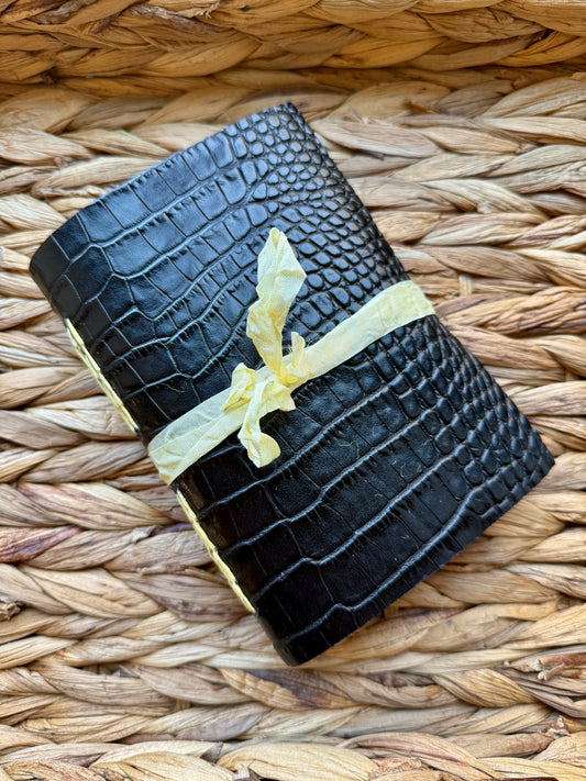 Black Alligator Embossed Cowhide Leather Journal