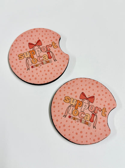 "Support Local Everything" Car Coaster Set