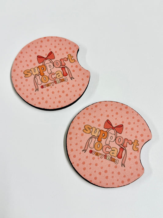 "Support Local Everything" Car Coaster Set