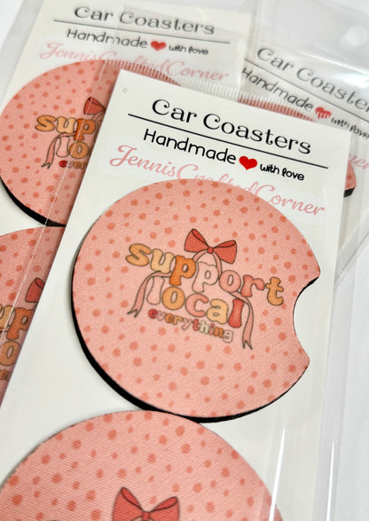 "Support Local Everything" Car Coaster Set