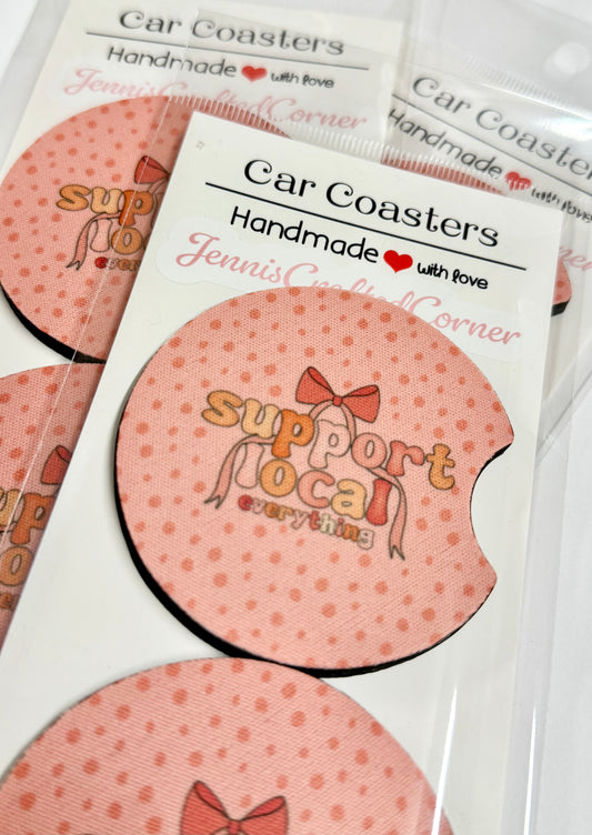 "Support Local Everything" Car Coaster Set