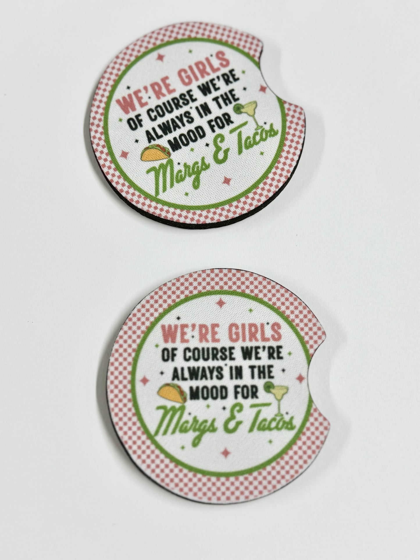 "Margs and Tacos" Car Coaster Set