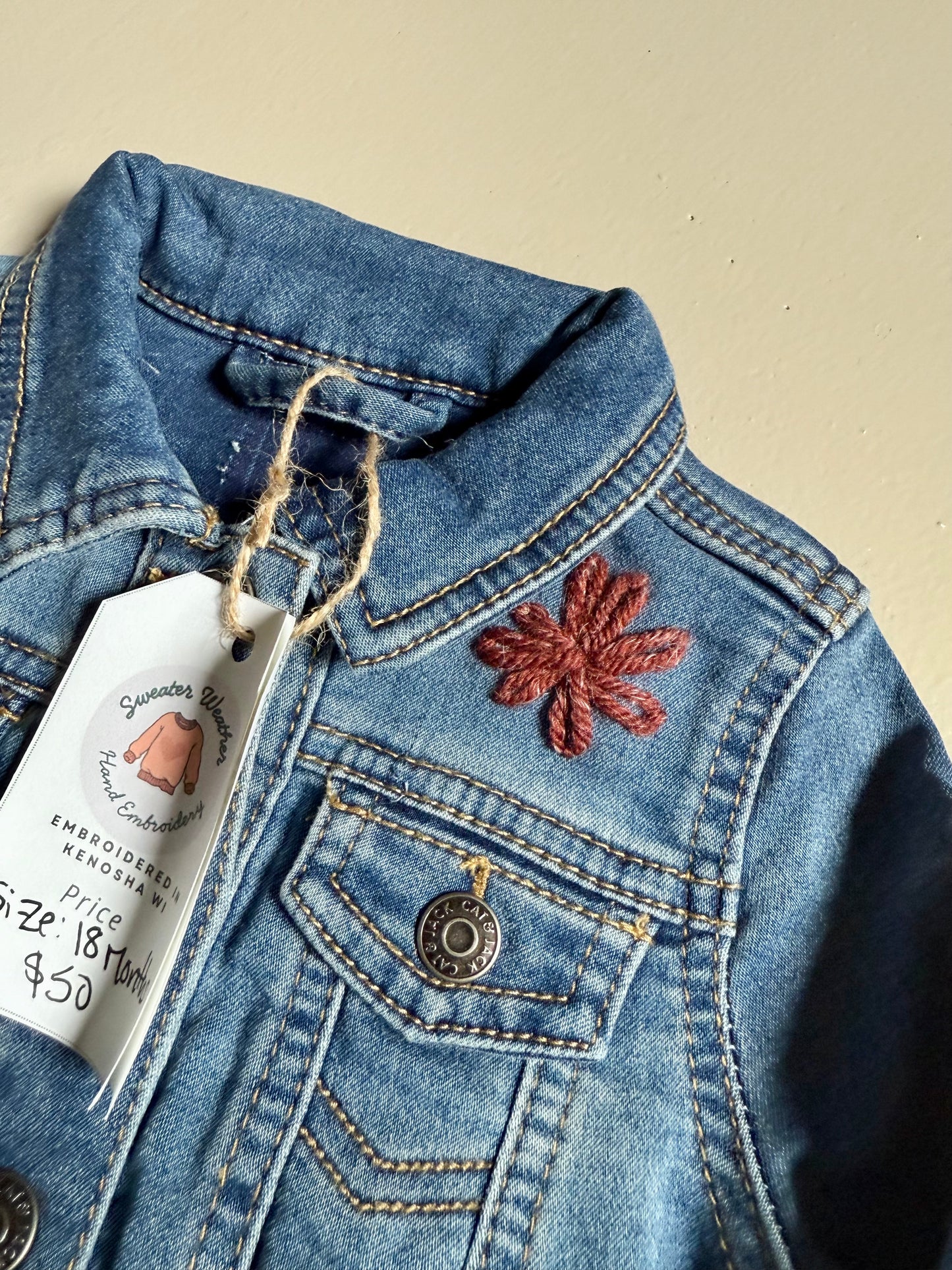 033 - Floral Embroidered Jean Jacket 18 Months