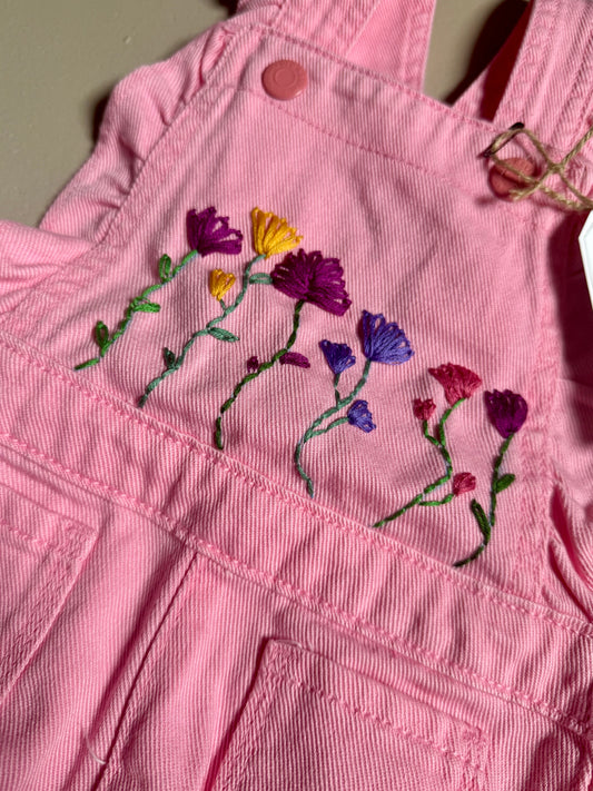 Pink Floral Embroidered Denim Jumper 18-24 Months