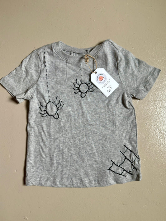 Gray Embroidered Spider Tee 4T