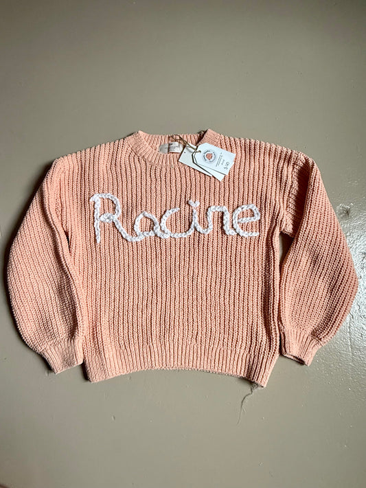 Pink Embroidered Racine Pride Sweater Size 8/10 Girls