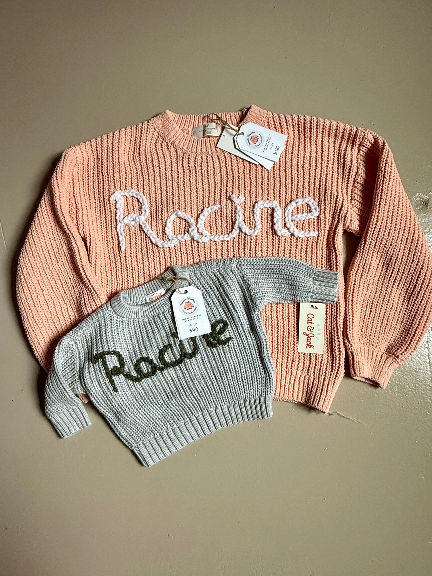 033 - Pink Embroidered Racine Pride Sweater Size 8/10 Girls033 -