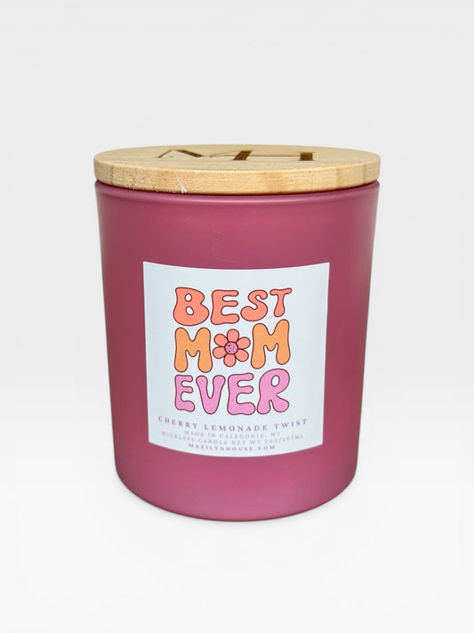 "Best Mom Ever" Cherry Lemonade Twist 7oz Wickless Soy Candle