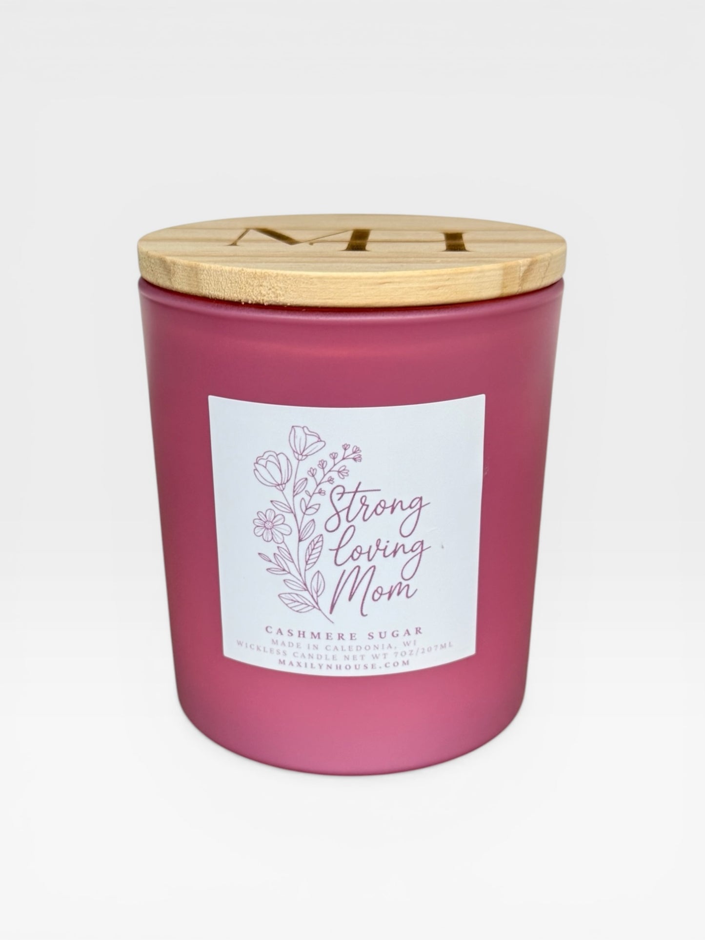 "Strong Loving Mom" Cashmere Sugar 7oz Wickless Soy Candle