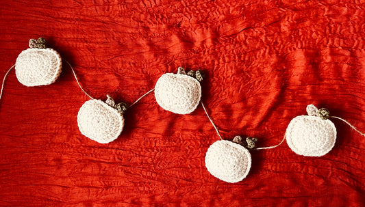 Crochet Off White Pumpkin Garland