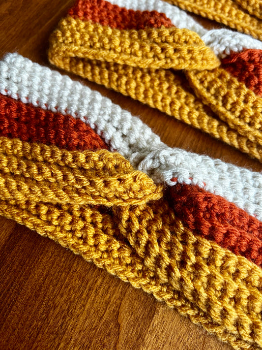 Crochet Candy Corn Twist Ear Warmer Headband