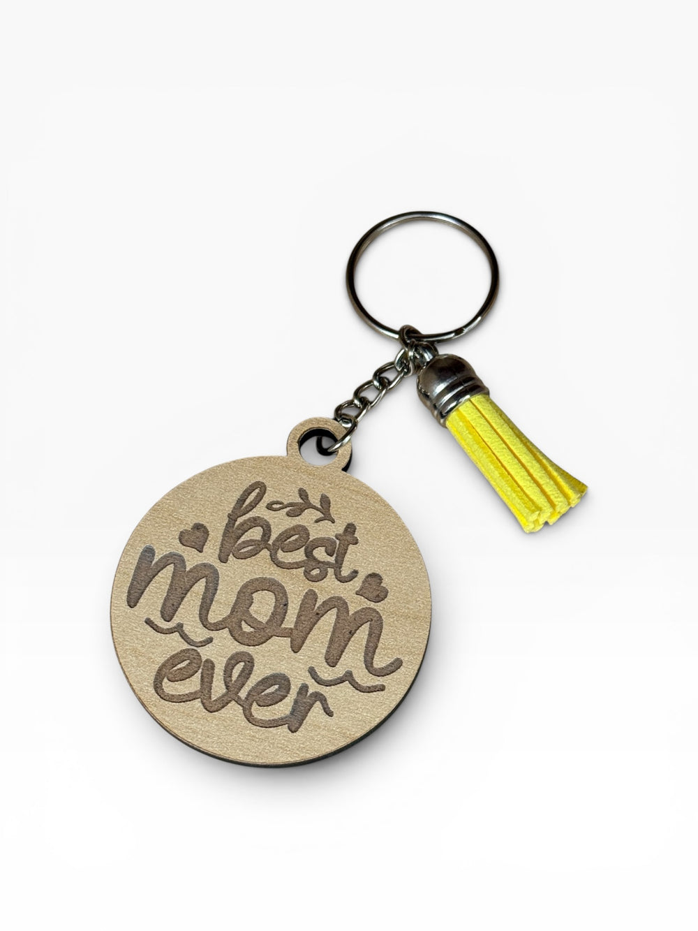 Best Mom Ever Wooden Keychain with Tassel