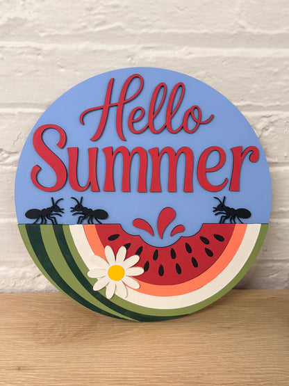 Hello Summer Watermelon Round Sign | Creative Table Project