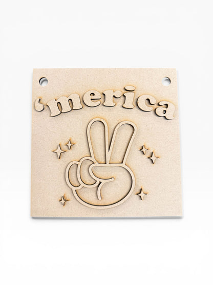 Layered 'Merica Peace Sign Patriotic Mini Sign Creative Kit