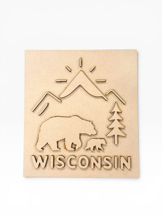 Layered Wisconsin Wild Bear Sign Creative Kit