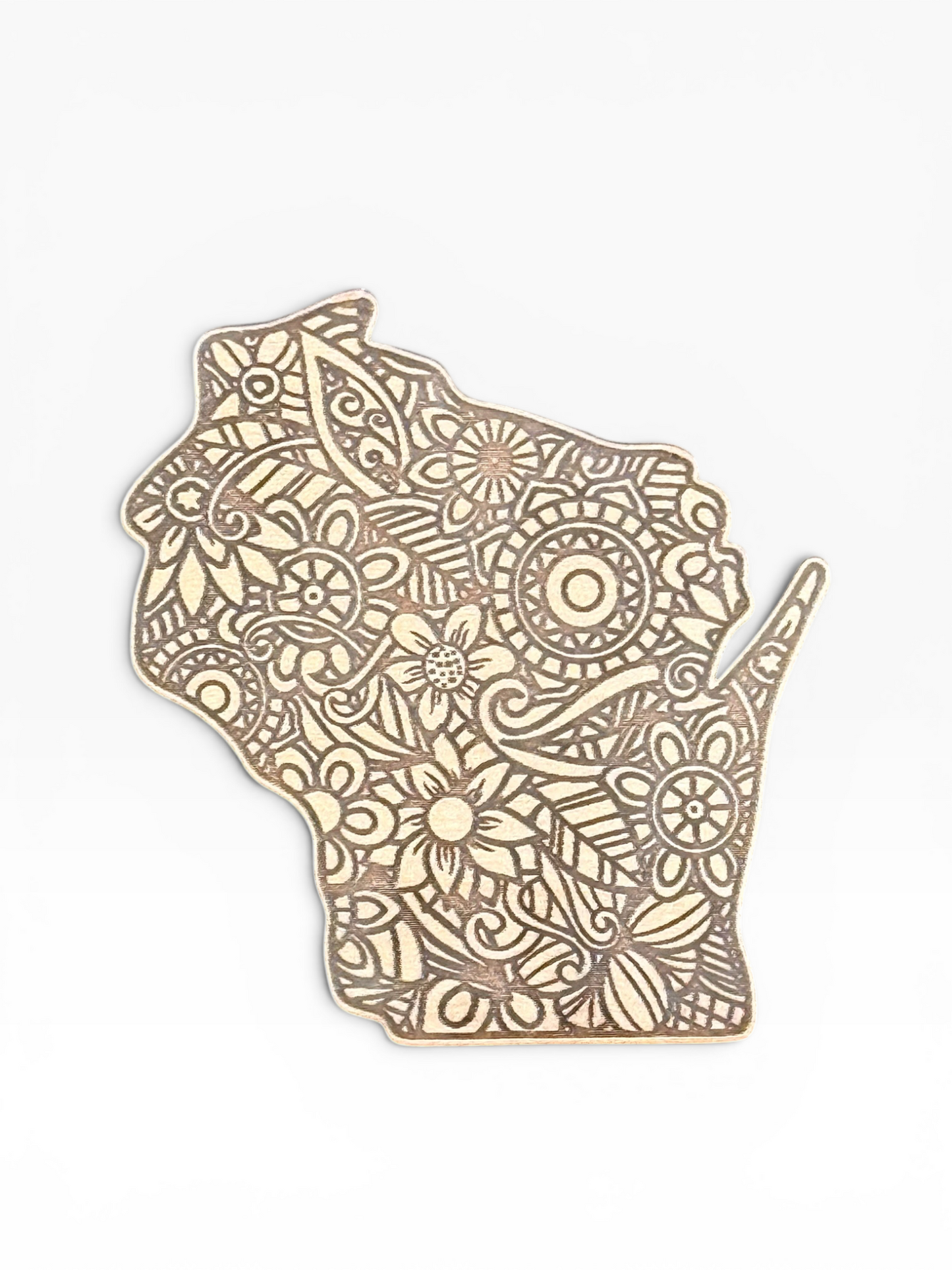 Mandala Wisconsin Wooden Magnet