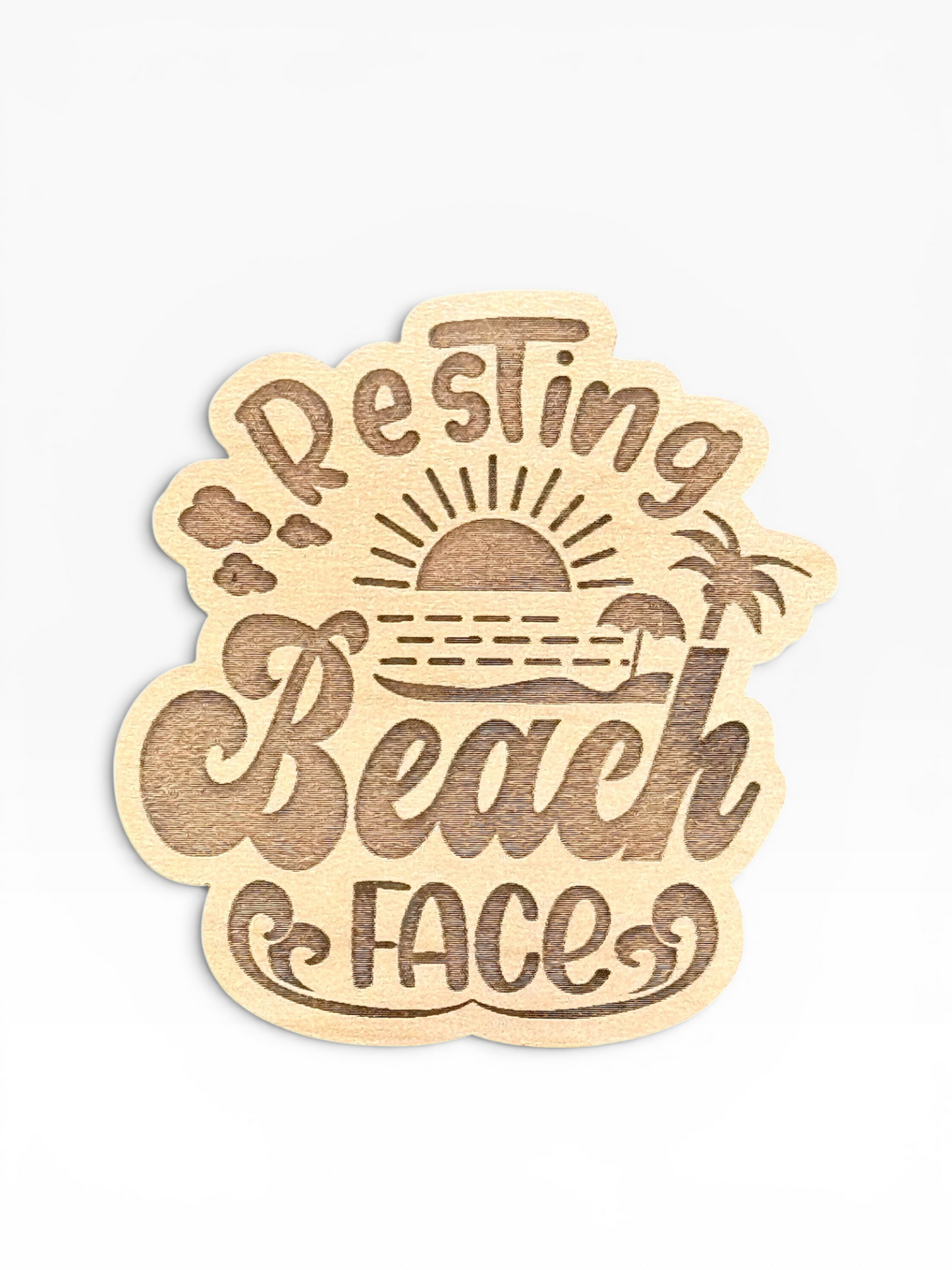 Resting Beach Face Wooden Magnet
