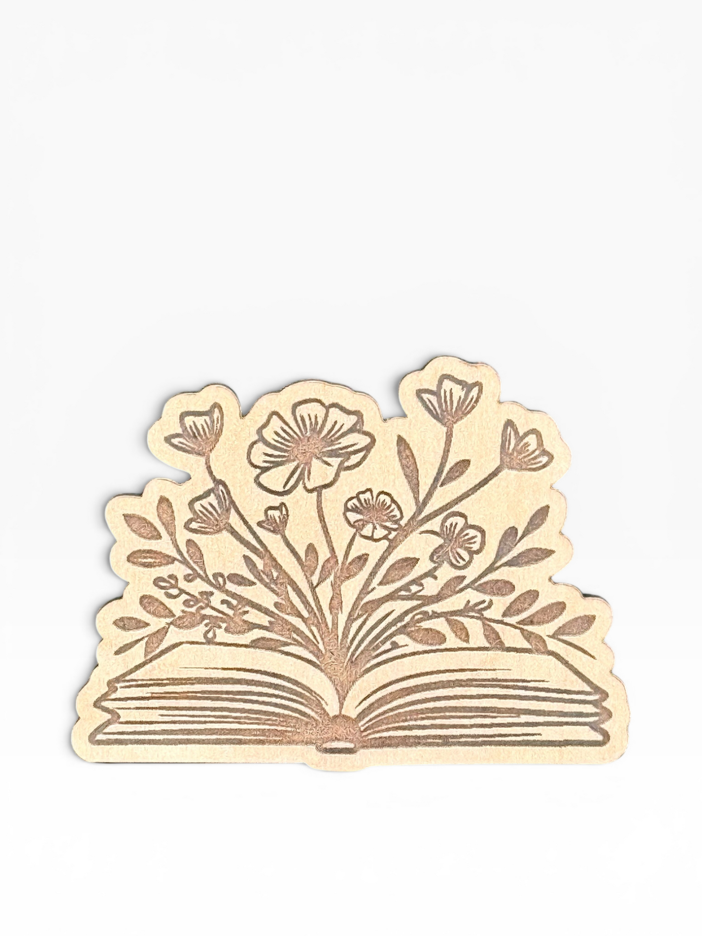 Floral Book Wooden Magnet