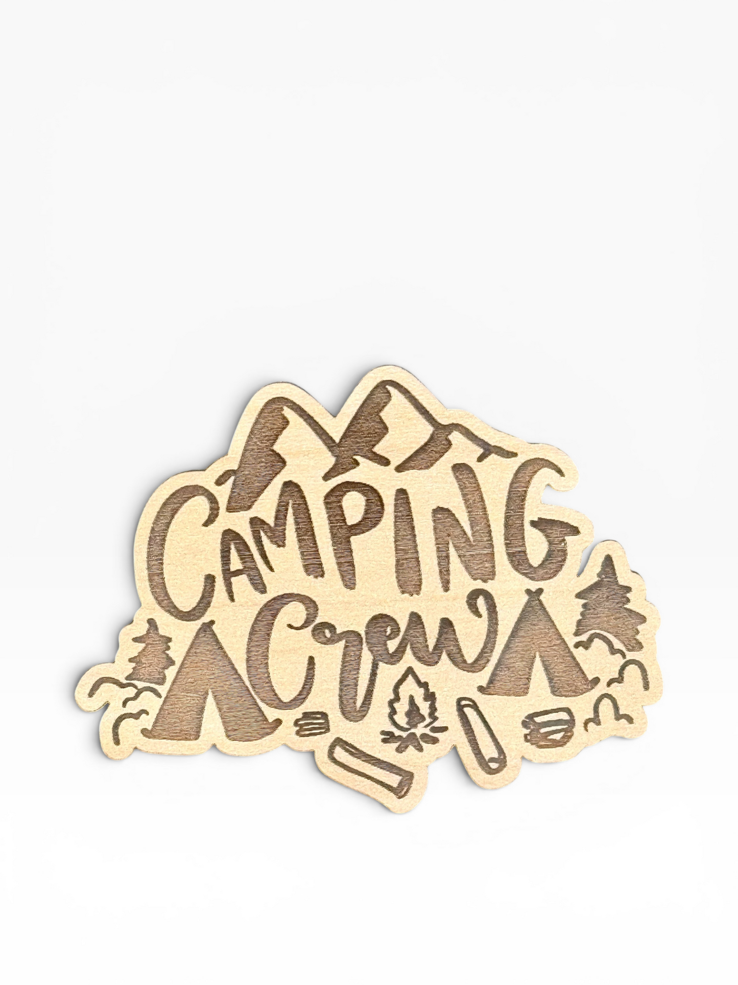 Camping Crew Wooden Magnet