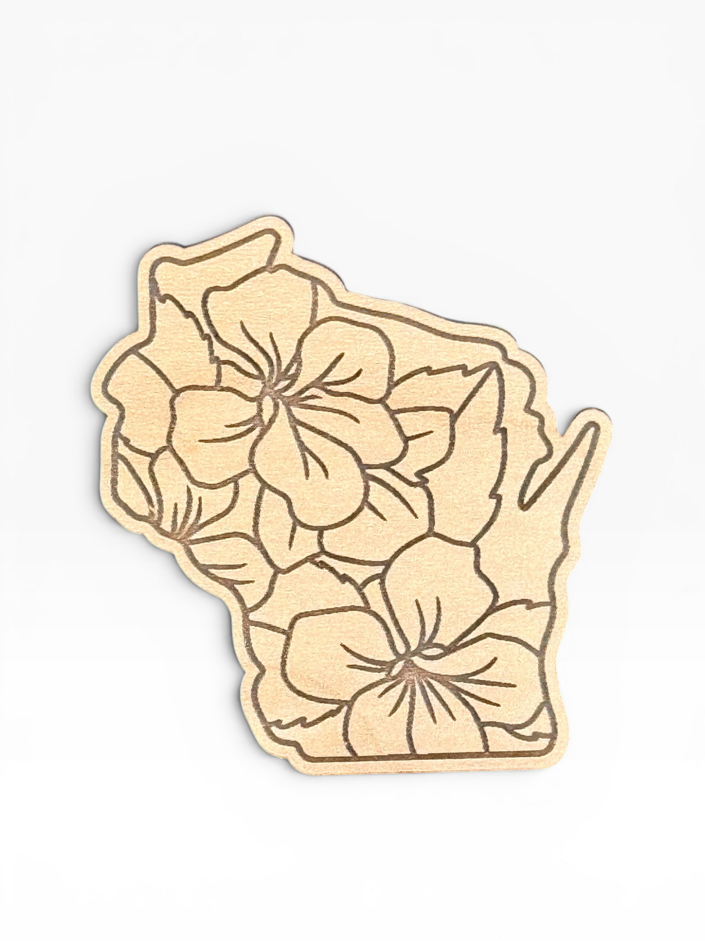 Wisconsin Wood Violet Wooden Magnet