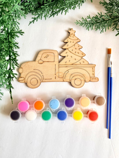 Christmas Tree Truck Wood Paint Kit