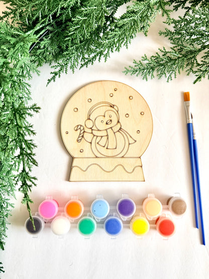 Penguin Snow Globe Wood Paint Kit