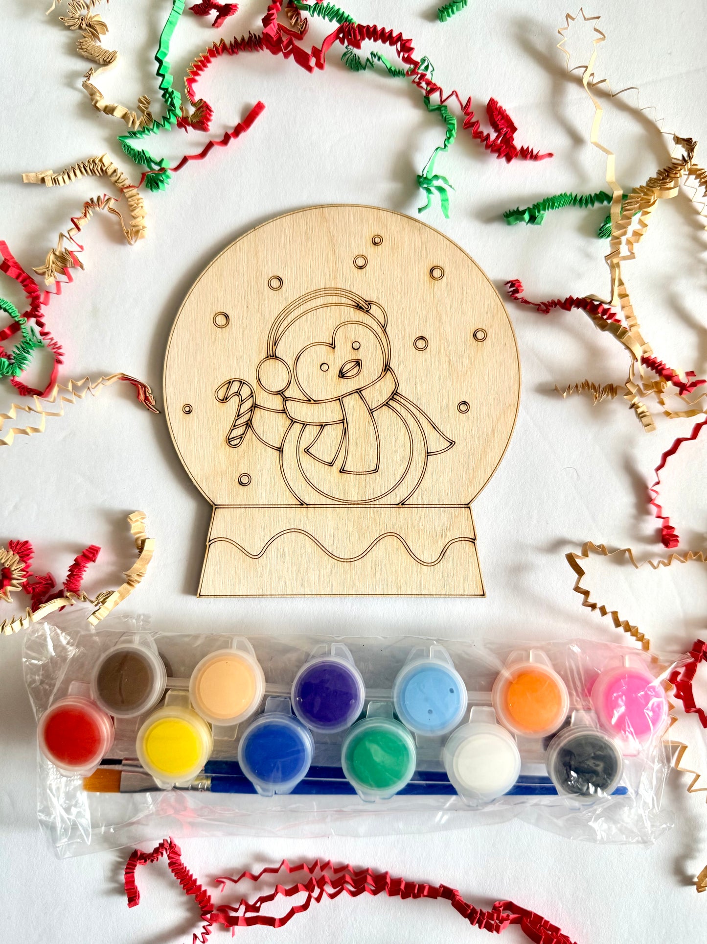 Penguin Snow Globe Wood Paint Kit
