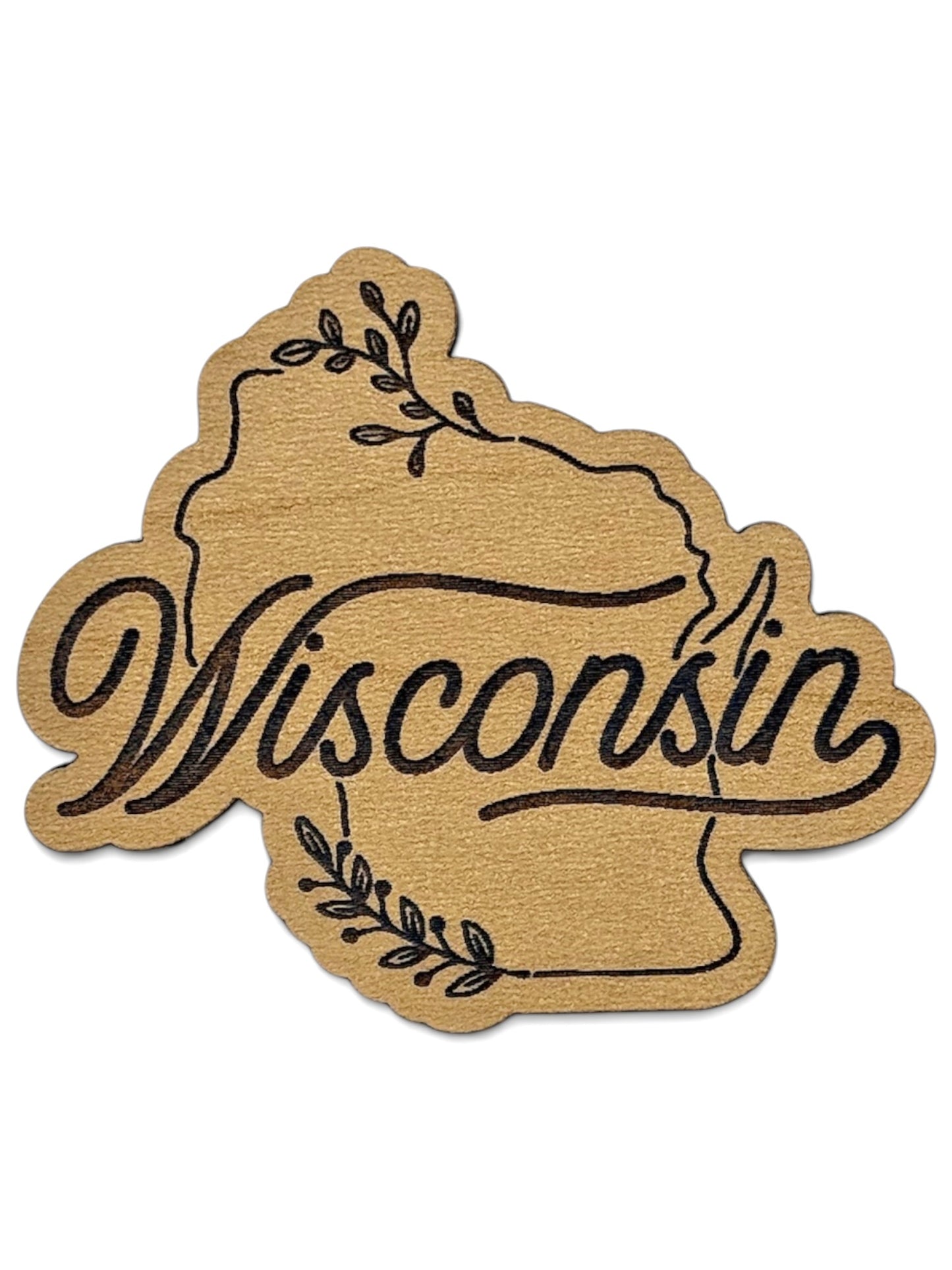 Wisconsin Floral Wooden Magnet