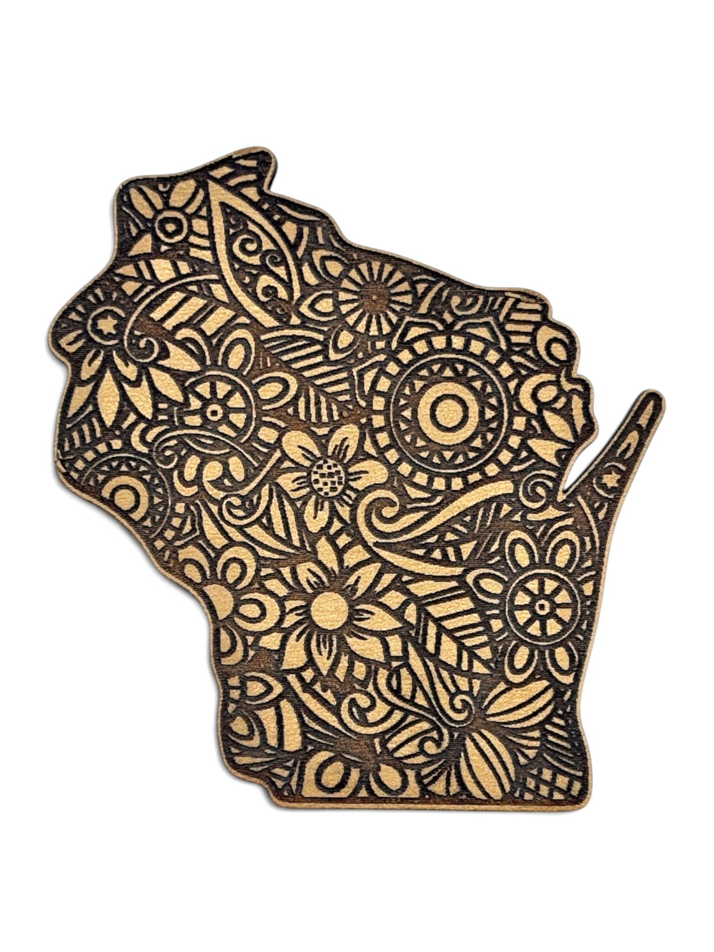 Mandala Wisconsin Wooden Magnet