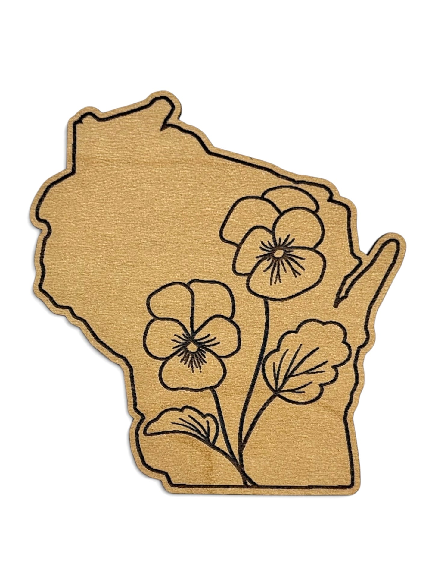 Wood Violet Wisconsin Wooden Magnet
