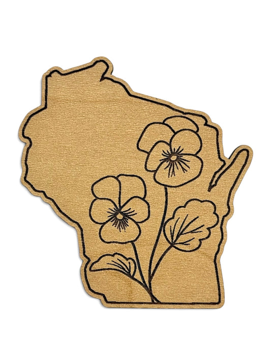 Wood Violet Wisconsin Wooden Magnet