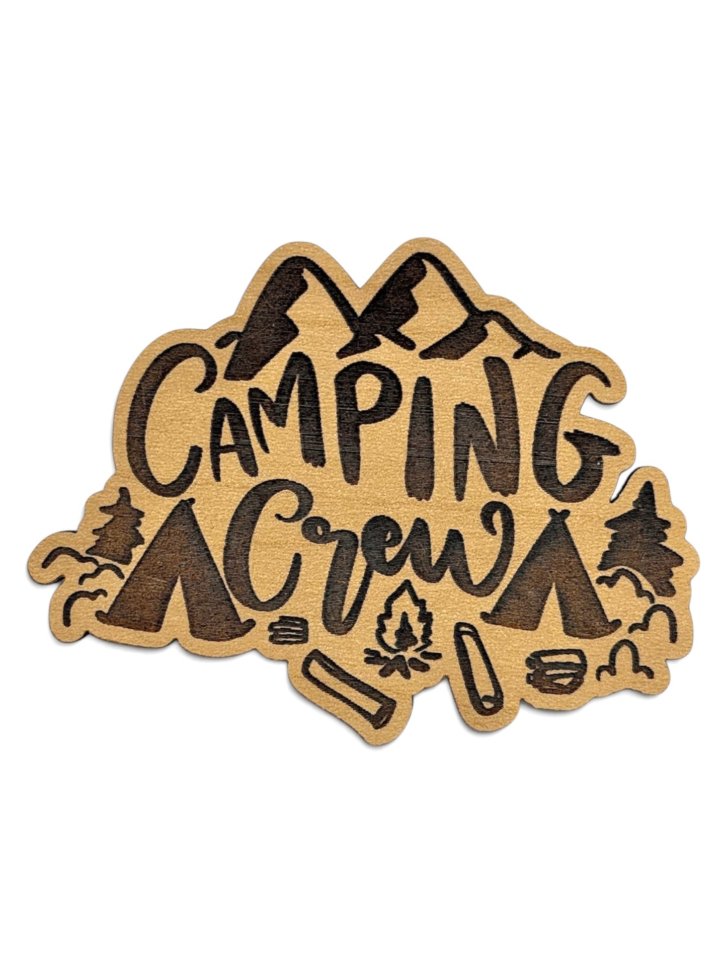 Camping Crew Wooden Magnet