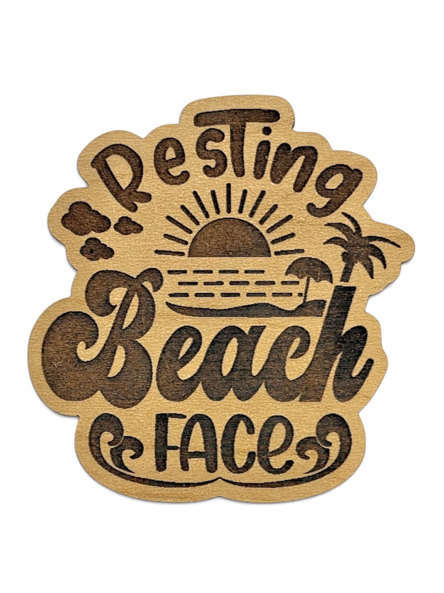 Resting Beach Face Wooden Magnet