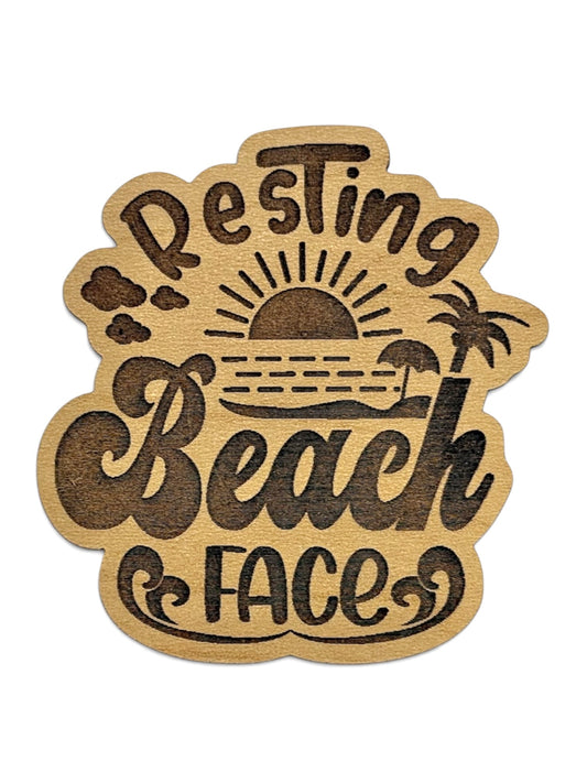 Resting Beach Face Wooden Magnet