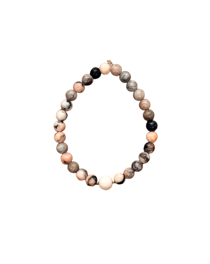 022 - Pink White Gray Beaded Bracelet