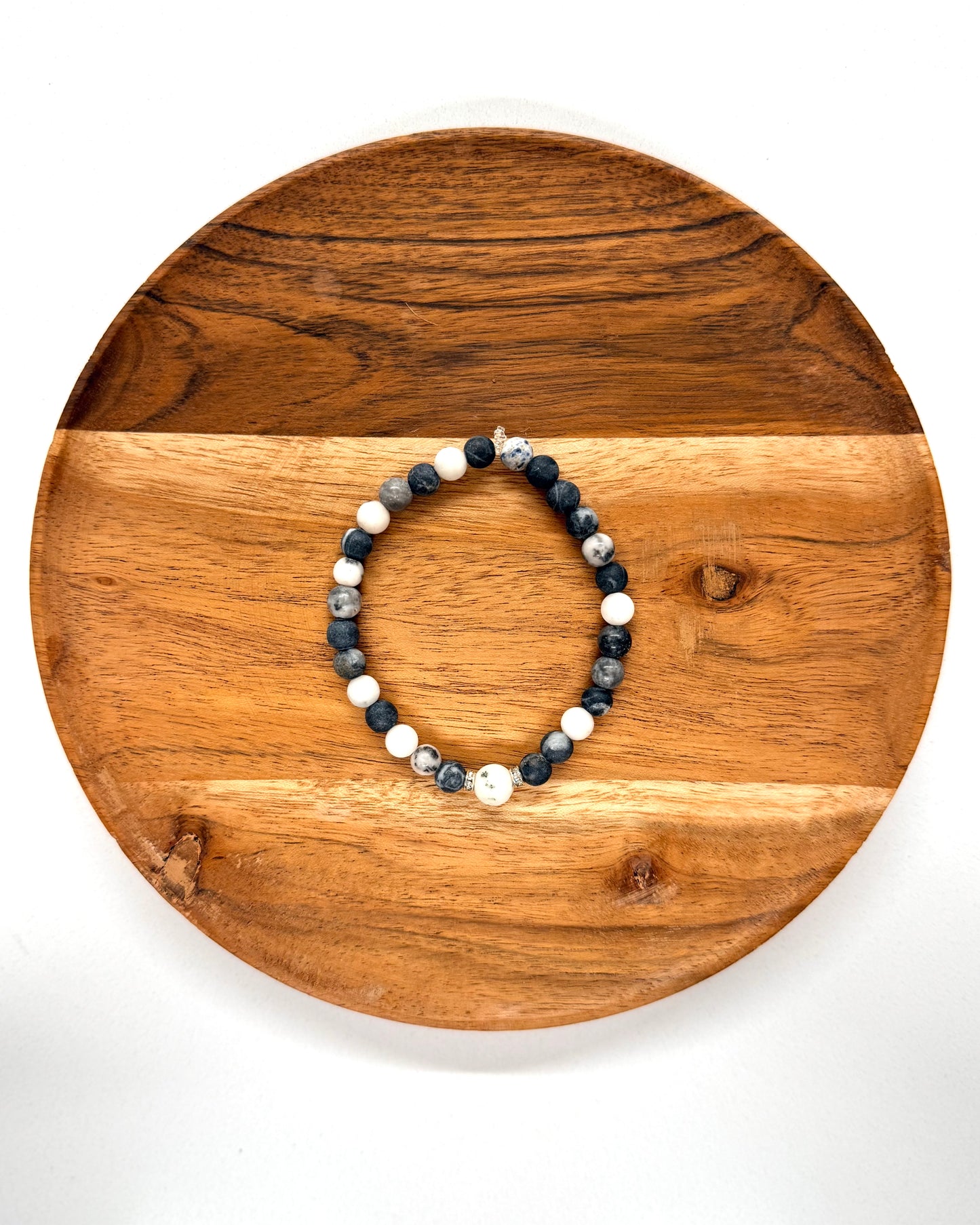 022 - Gray and White Marbled Beaded Bracelet